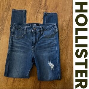Hollister High-Rise Jean Legging Skinny Jeans Distressed Dark Wash W27 L26 5S